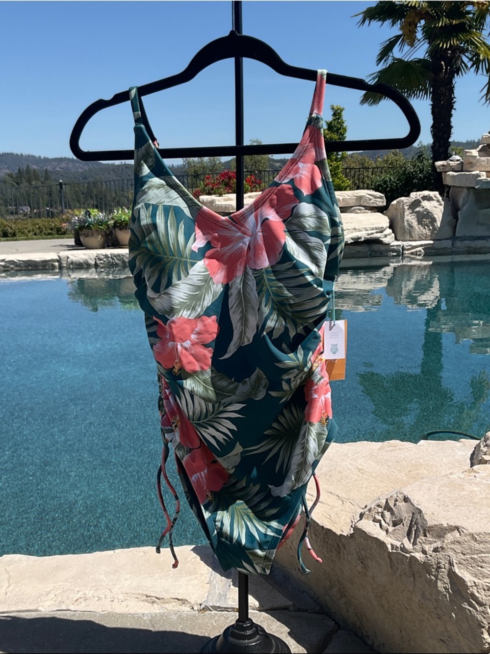Floral Green & Pink One-Piece Swimsuit